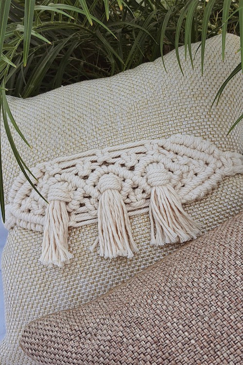 "House of Macrame" Macramé Triple Tassel Adjustable Cushion Belts (Set of 2)