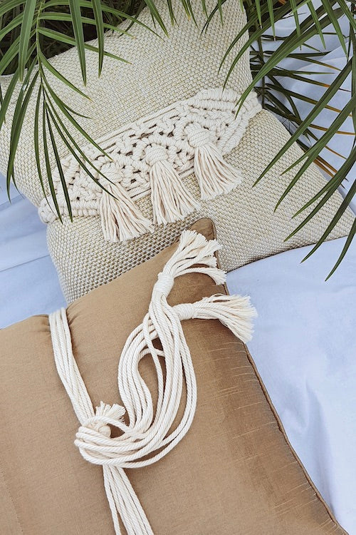 "House of Macrame" Macramé Triple Tassel Adjustable Cushion Belts (Set of 2)