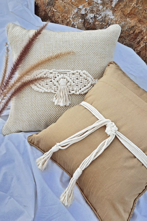 "House of Macrame" Macramé Single Tassel Adjustable Cushion Belts (Set of 2)