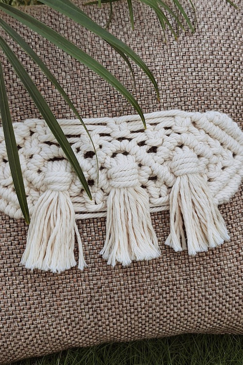 "House of Macrame" Macramé Triple Tassel Adjustable Cushion Belts (Set of 2)