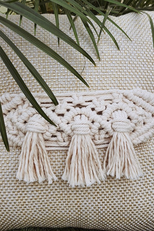 "House of Macrame" Macramé Triple Tassel Adjustable Cushion Belts (Set of 2)