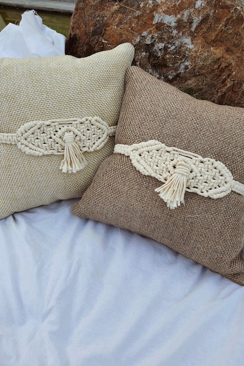"House of Macrame" Macramé Single Tassel Adjustable Cushion Belts (Set of 2)
