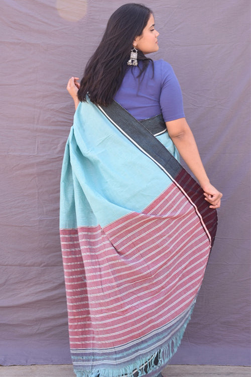 Punarjeevana Pastel Green Border Reversible Patteda Anchu