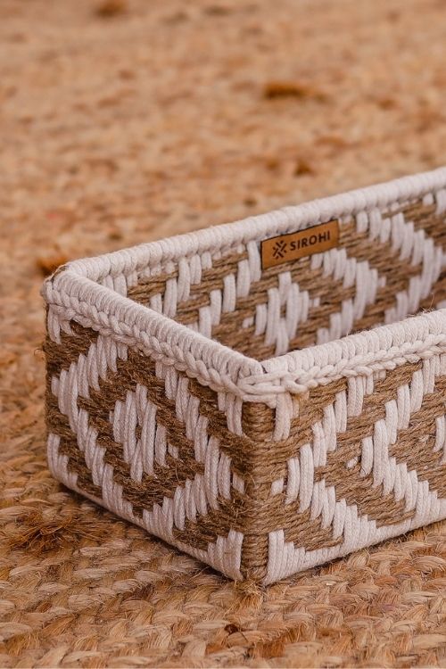 Sirohi Memories Trinket Storage Tray - Jute & White