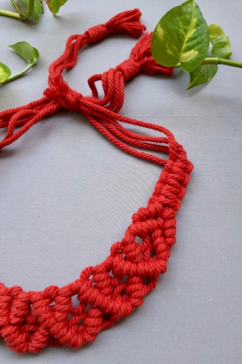 House of Macrame Handcrafted Macrame Headband - Red