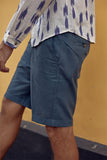 Okhai 'Authentic' Pure Cotton Blue Shorts (Inseam 8")