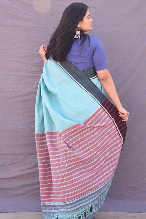Punarjeevana Pastel Green Border Reversible Patteda Anchu