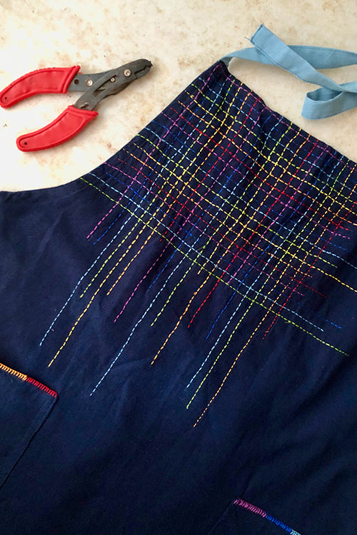 Okhai 'Prism' Hand Embroidered Pure Cotton Men's Apron