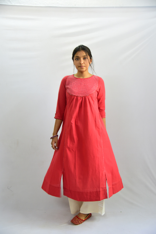  Sadhna Banithani Maroon Long Cotton Kurta For Women Online