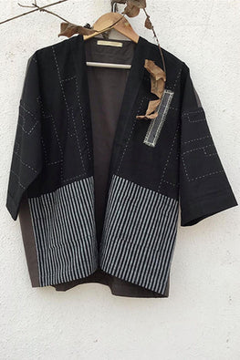 Patch Over Patch Classic Black Kimono Jacket