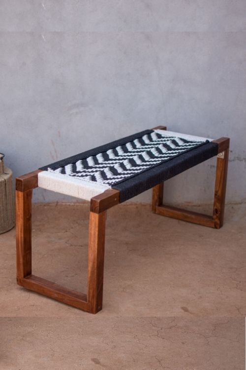 Sirohi Double Wave Cotton Wooden Bench