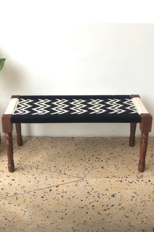 Sirohi Double Wave Cotton Wooden Bench
