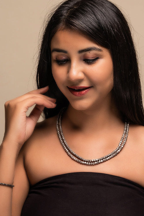 TICH Pure Silver Traditional Maharashtrian Neckpiece - Golmani Mala (Double String)