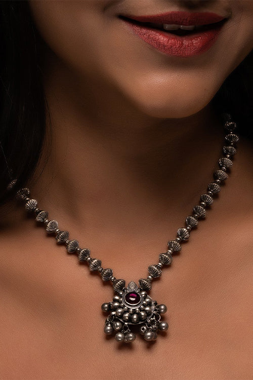 TICH Pure Silver Traditional Maharashtrian Neckpiece - Javmani Saaz