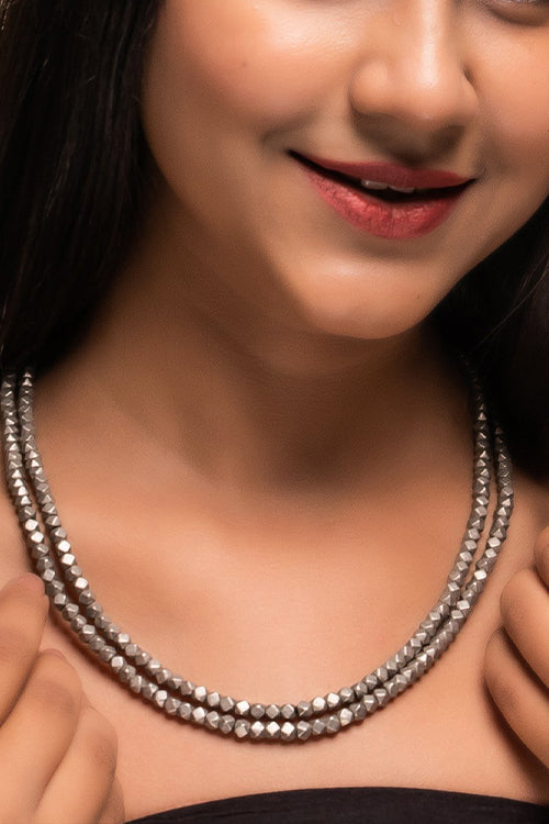 TICH Pure Silver Traditional Maharashtrian Neckpiece - Golmani Mala (Double String)