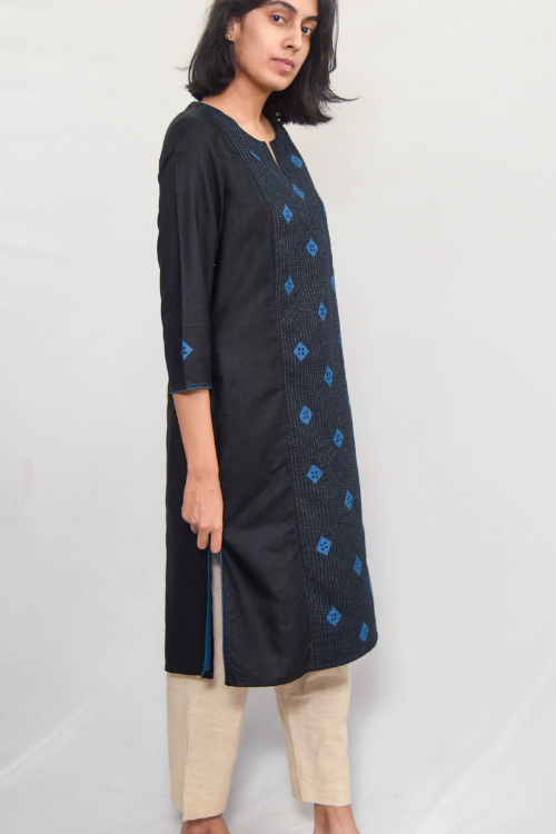  Sadhna Aagunch Black Cotton Silk Kurta For Women Online