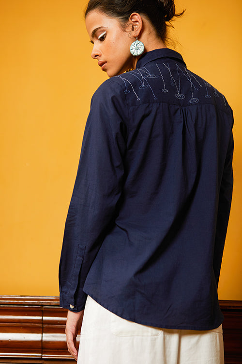 Okhai 'Puddle' Hand Embroidery Full Sleeve Pure Cotton Shirt