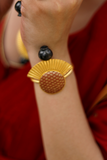 Kabbish'S Bharatnatyam Fan Drape Bracelet, Black Pottery