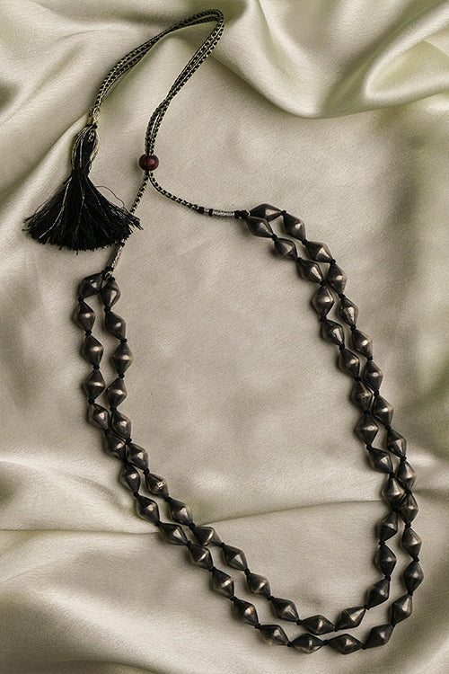 TICH Pure Silver Traditional Maharashtrian Neckpiece - Bormal (Double String)