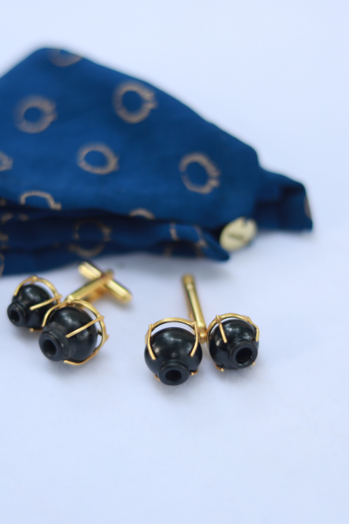 Kabbish'S Kalash Cufflinks, Black Pottery