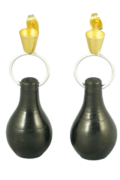 Kabbish'S Pyau Drop Earrings, Black Pottery