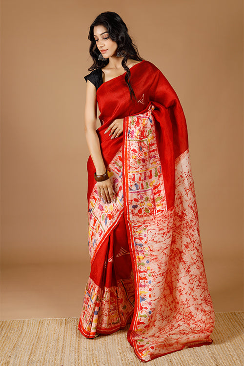 GC 'Alpana' Handwoven Hand Batik Pure Silk with SilkMark Saree