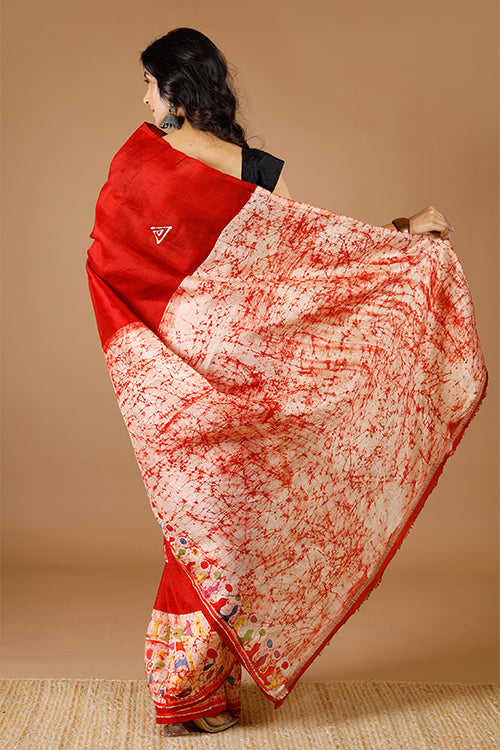 GC 'Alpana' Handwoven Hand Batik Pure Silk with SilkMark Saree