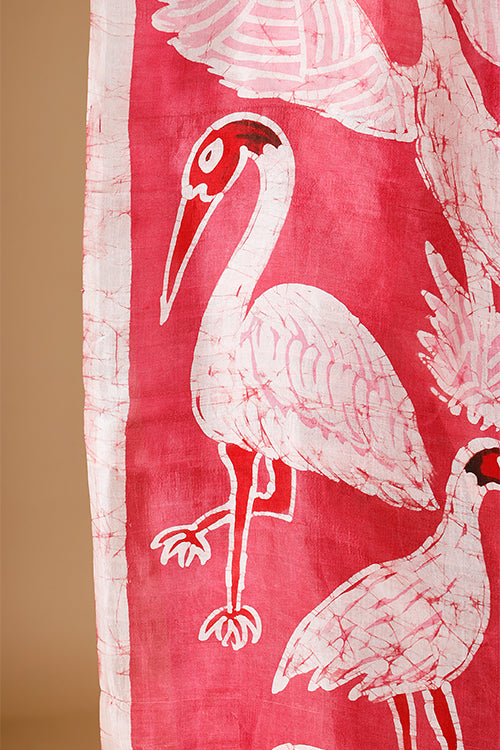 GC 'Swan' Handwoven Hand Batik Pure Silk with SilkMark Saree