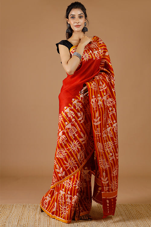 GC 'Bodhi' Handwoven Hand Batik Pure Silk with SilkMark Saree