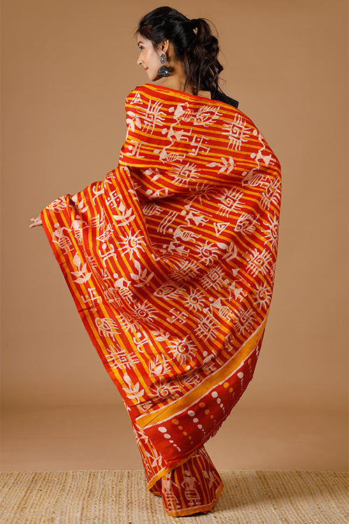 GC 'Bodhi' Handwoven Hand Batik Pure Silk with SilkMark Saree