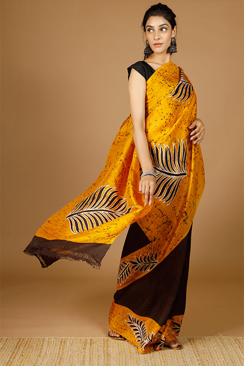 GC 'Fern' Handwoven Hand Batik Pure Silk with SilkMark Saree