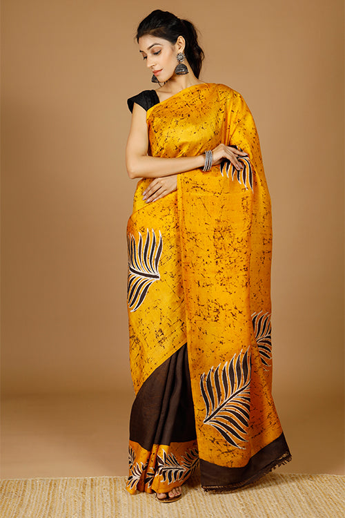 GC 'Fern' Handwoven Hand Batik Pure Silk with SilkMark Saree