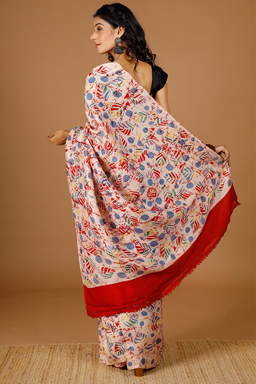 GC 'Redbud' Handwoven Hand Batik Pure Silk with SilkMark Saree