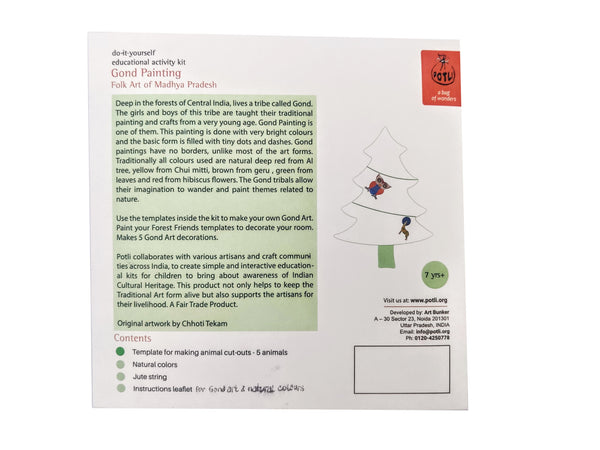 POTLI DIY Educational Craft kit - Christmas Decorations using Gond Art - Forest Friends for age 6 years +