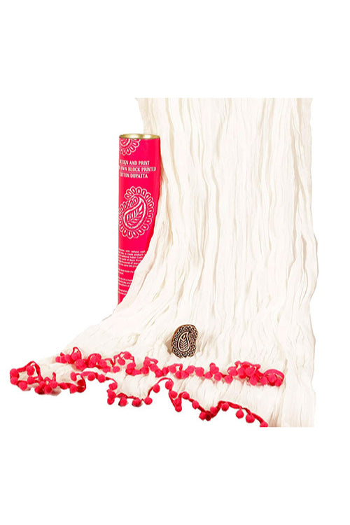 Potli DIY Dupatta Block Print Kit - Paisley (Pink)