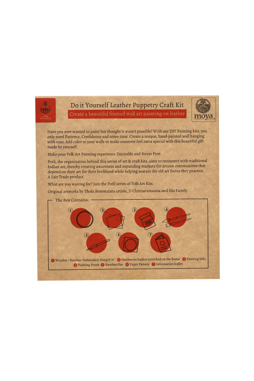 Potli DIY Wall Art Leather Puppetry Painitng kit Blue Pottery pattern Blue 5" for Adults