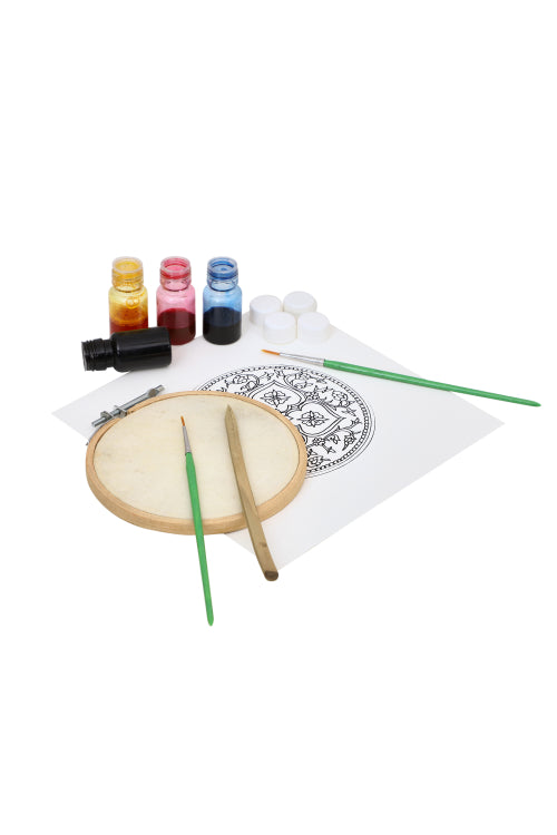 Potli DIY Wall Art Leather Puppetry Painitng kit Blue Pottery pattern Blue 5" for Adults