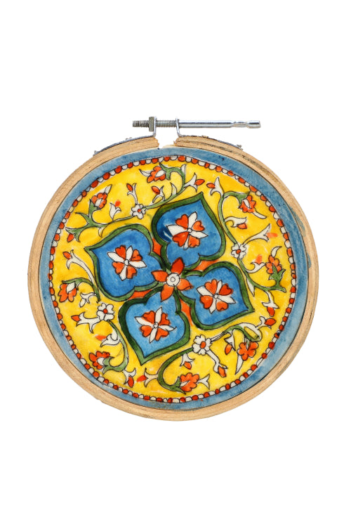 Potli DIY Wall Art Leather Puppetry Painitng kit Blue Pottery pattern Blue 5" for Adults