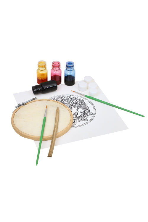 Potli DIY Wall Art Leather Puppetry Painitng kit Traditional pattern 5" for Adults -Fish Pattern