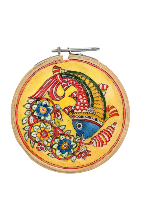 Potli DIY Wall Art Leather Puppetry Painitng kit Traditional pattern 5" for Adults -Fish Pattern