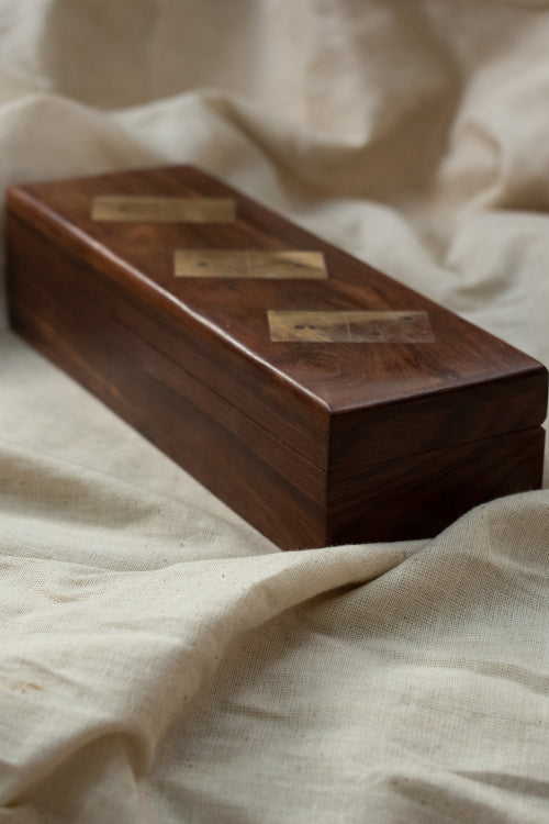 TICH Handcrafted Wooden Dominoes Game With Box