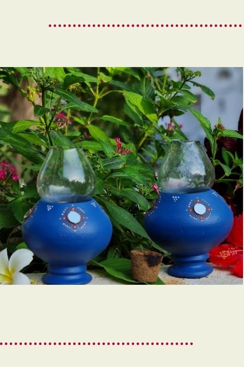Antarang- Traditional oil lamps- Persian Blue (Set of 2)
