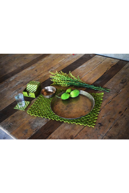 Kadam Haat Handmade Sabai Grass Table Mat (Green)