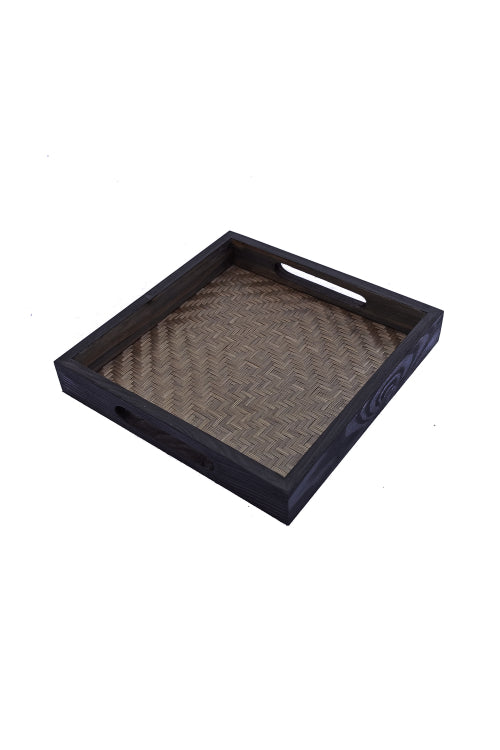 Kadam Haat Handmade Bamboo Square Tray - Small (Black)