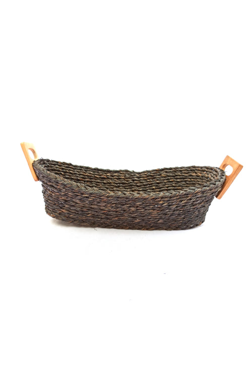 Kadam Haat Handmade Sabai Grass Bread Basket - Large (Black)