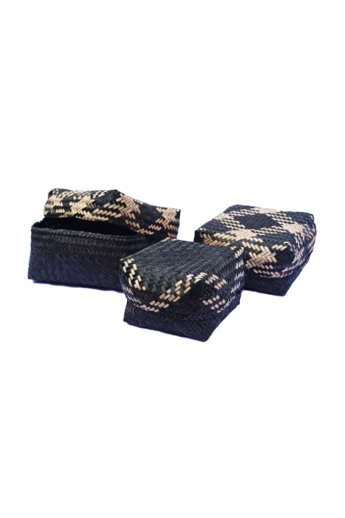 Kadam Haat Handmade Sitalpati  Gift Box Set Of 3 (Black)