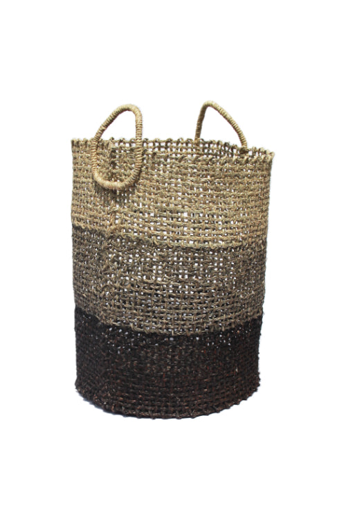Kadam Haat Handmade Sabai Grass Laundry Basket (Black)