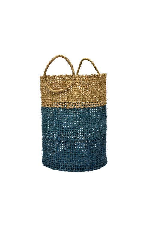 Kadam Haat Handmade Sabai Grass Laundry Basket (Indigo)