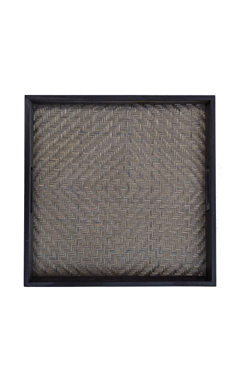 Kadam HaatHandmade Bamboo Square Tray - Large (Black)