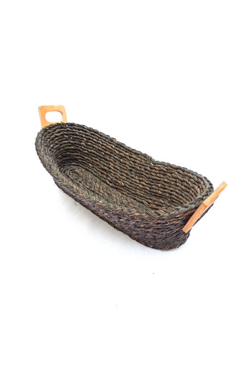 Handmade Sabai Grass Bread Basket - Large (Black)